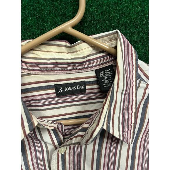 Vtg St. John's Bay Casual Button Up Shirt Mens M Striped 90s Grunge - Picture 2 of 10